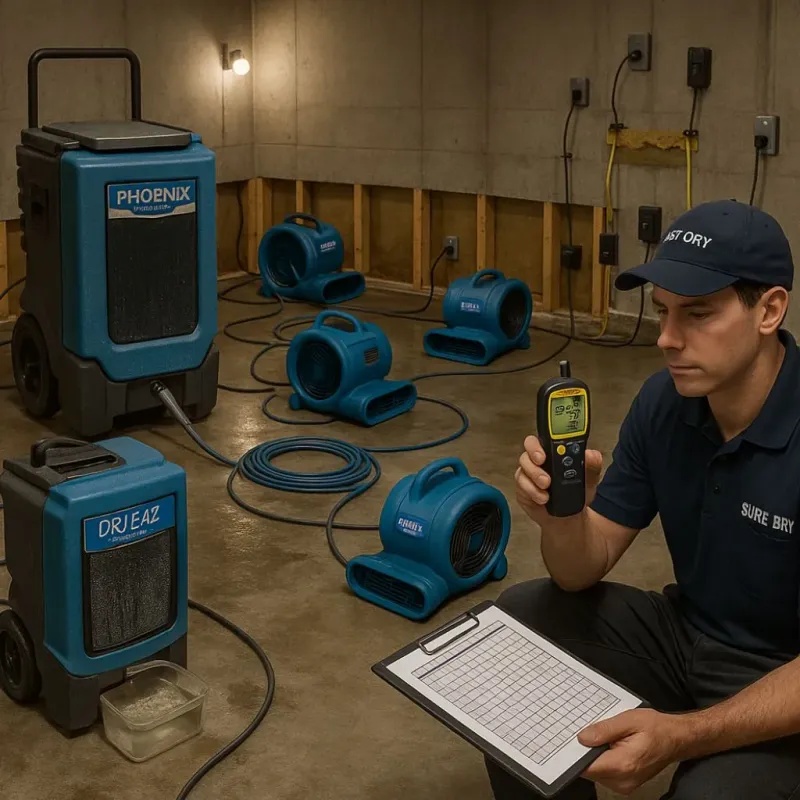 Structural Drying and Dehumidification process in Edgewood, WA